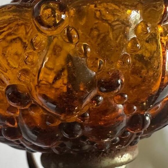 Vintage Electric Amber Hobnail Lamp 11" Tall MCM Italy Marble Base - Picture 6 of 7